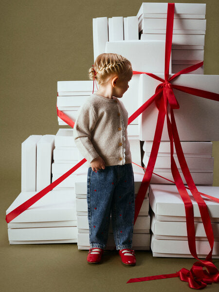 Mini Jeans BELLA Medium Blue Denim STICKEREI HERZ Mom Fit