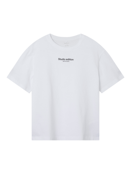 Kinder T-Shirt BRODY Bright White mit SCHWARZEM DRUCK Regular Fit