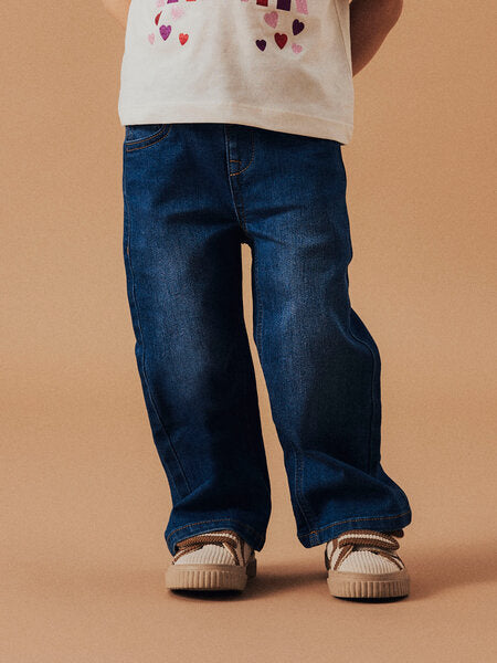 Mini Jeans ROSE Dunkelblau Denim Weitbein Passform