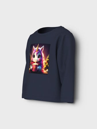 Mini longsleeve VOTEA Navy Blazer Hot Cocoa Unicorn Regular Fit