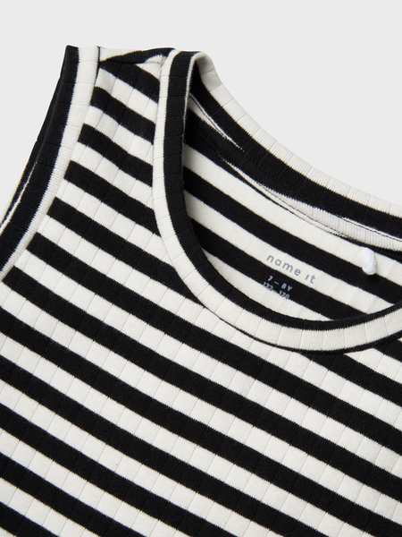 Kinderkleid SURAJA Bright White W. BLACK STRIPES Slim Fit