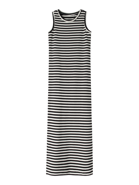 Kinderkleid SURAJA Bright White W. BLACK STRIPES Slim Fit
