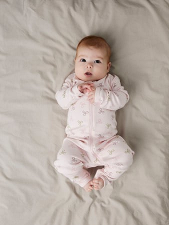 Baby pyjama 2P ZIP FF PINK BOW Barely Pink