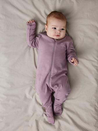 Baby pyjama 2P ZIP FF PINK BOW Barely Pink