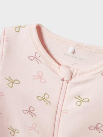 Baby pyjama 2P ZIP FF PINK BOW Barely Pink