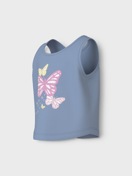 Mini tanktop VIGEA Chambray Blue Butterflies Regular Fit