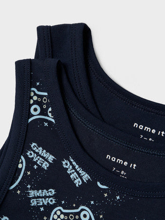Kids ondergoed TANK TOP 2P SAPPHIRE GAME Dark Sapphire