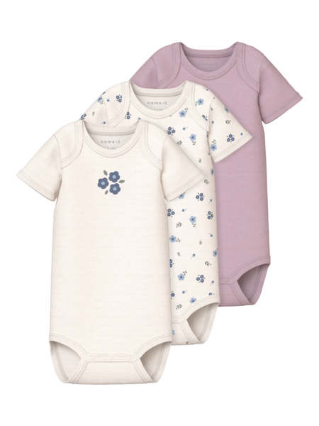 Baby-Strampler BODY 3P SS JET STREAM FLOWER Jet Stream