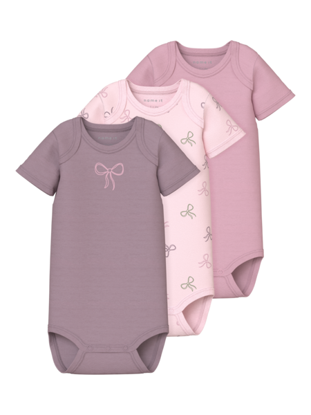 Baby romper BODY 3P SS BARELY PINK BOW Barely Pink