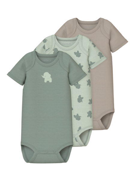Baby romper BODY 3P SS SEA FOAM ELEPHANT Sea Foam