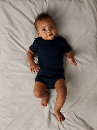 Baby romper 3P SS SOLID RIB China Blue