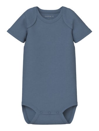 Baby romper 3P SS SOLID RIB China Blue