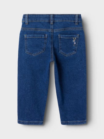 Mini spijkerbroek BELLA Dark Blue Denim FLOWER EMB Mom Fit