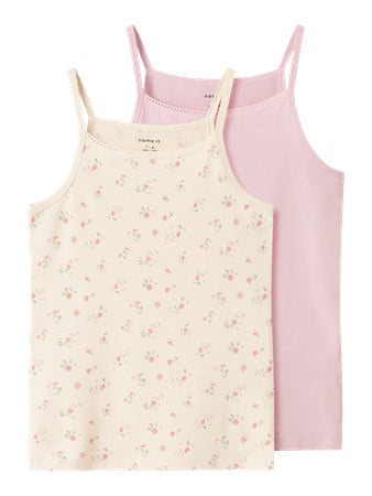 Kids ondergoed STRAP TOP 2P FLOWER Turtledove w/ Pale Lilac
