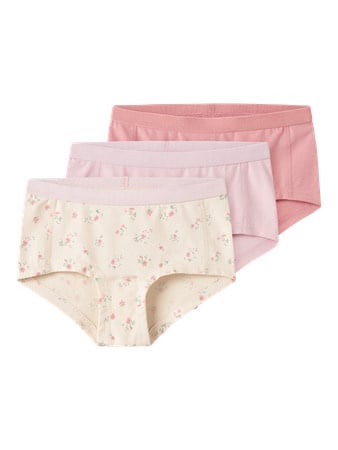 Kids boxer HIPSTER 3P FLOWER Turtledove w/ Pale Lilac + Mellow Rose