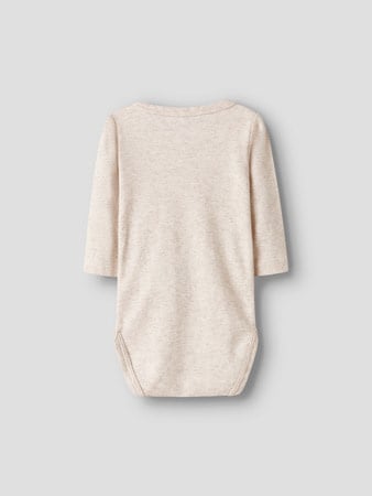 Baby romper 2P LS WRAP SOLID Parfait Pink w/ Peyote Melange