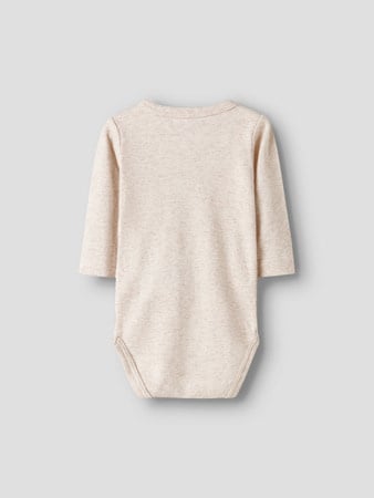 Baby romper 2P LS WRAP SOLID Chambray Blue w/ Peyote Melange