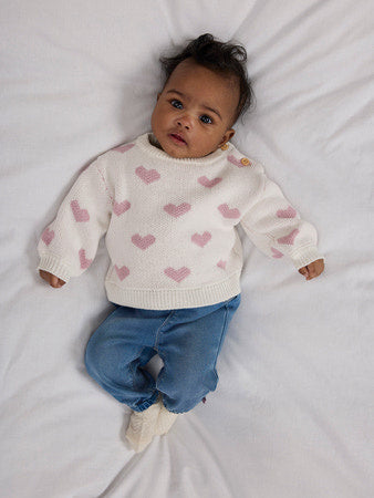 Baby trui OANA Cloud Dancer KEEPSAKE LILAC HEART Regular Fit