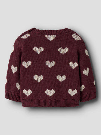 Baby trui OANA Burgundy PEYOTE HEART Regular Fit