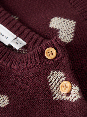 Baby trui OANA Burgundy PEYOTE HEART Regular Fit