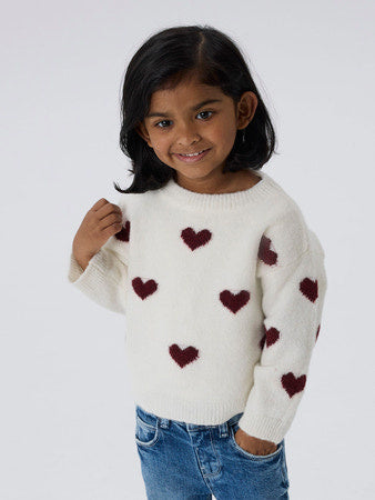 Mini trui ONA Cloud Dancer BURGUNDY HEARTS Regular Fit