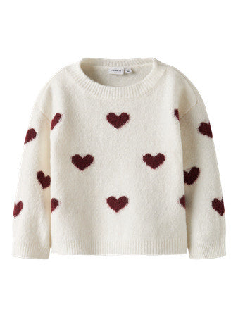 Mini trui ONA Cloud Dancer BURGUNDY HEARTS Regular Fit