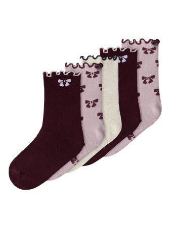 Mini Socken SILKE 5P Keepsake Flieder Peyote Melange + Burgund + Keepsake Flieder + Burgund
