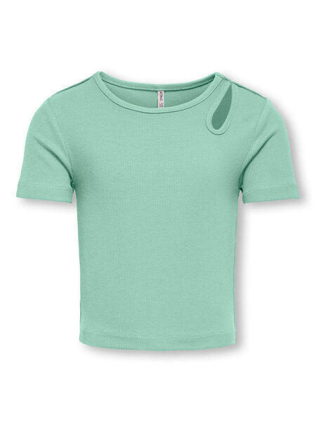 Kids T - shirt NESSA Birds Egg Green SHOULDER CUT OUT Tight Fit
