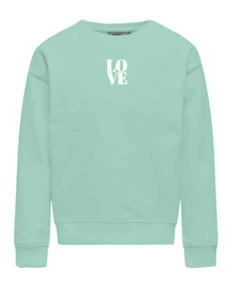 Kinderpullover DITTE Birds Egg Green Love/Cloud Dancer Regular Fit