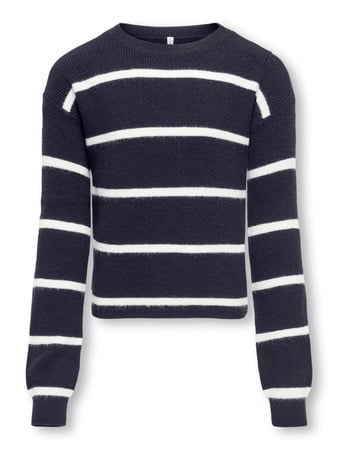 Kids trui FRANCA STRIPE Night Sky SMALL STRIPE Cloud Dancer Loose Fit