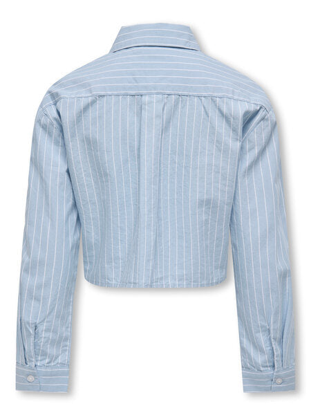 Kinderbluse ETTA Soft Chambray Y/D Weiß gestreift mit Patch Oversize Passform