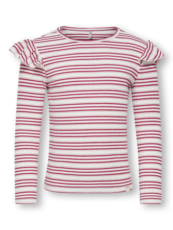 Mini longsleeve CECILIA Cloud Dancer Rose Wine/Lurex Gold Regular Fit