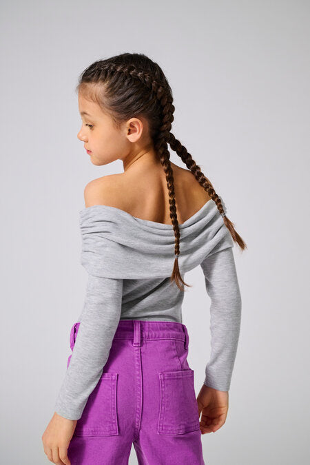 Kinder Langarmshirt AMOUR Hellgrau Melange Regular Fit