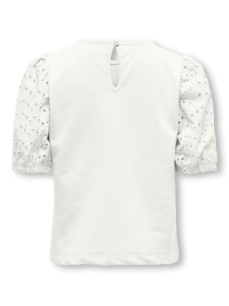 Kinder T-Shirt NINNA Cloud Dancer DTM Broderi Anglais Ärmel Regular Fit