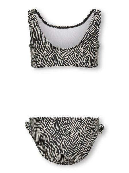 Kids bikini BEACH KNOT Cloud Dancer Boho Zebra / Black