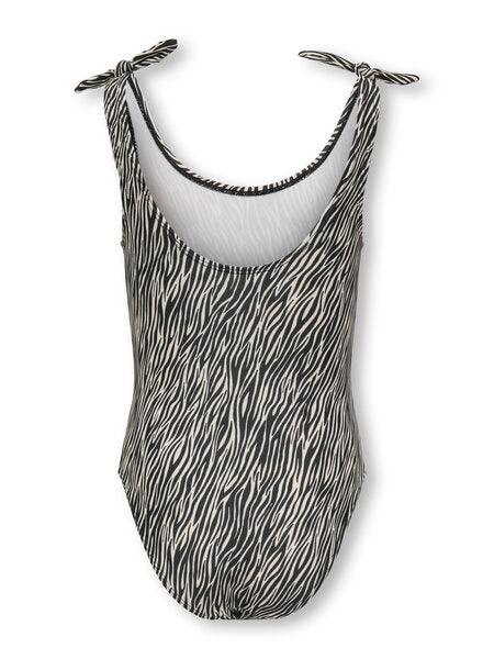 Kinder Badeanzug BEACH KNOT Cloud Dancer Boho Zebra / Schwarz