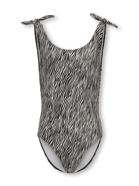 Kinder Badeanzug BEACH KNOT Cloud Dancer Boho Zebra / Schwarz