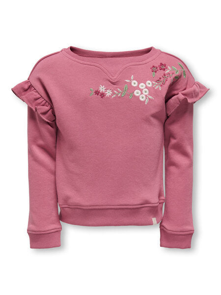 Mini trui SARA Heather Rose EMB Beaujolais/Hedge Green Relaxed Fit