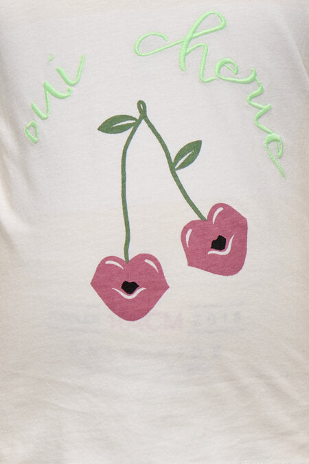 Mini T - shirt CANDY Cloud Dancer Cherries Oversize Fit