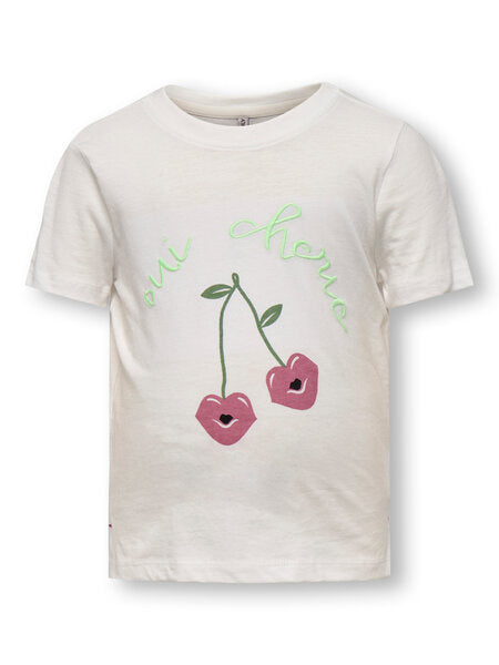 Mini T - shirt CANDY Cloud Dancer Cherries Oversize Fit