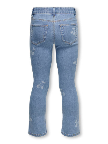 Mini Jeans MILA - IRIS Hellblauer Denim CHERRY LAZER PRINT Skinny Fit