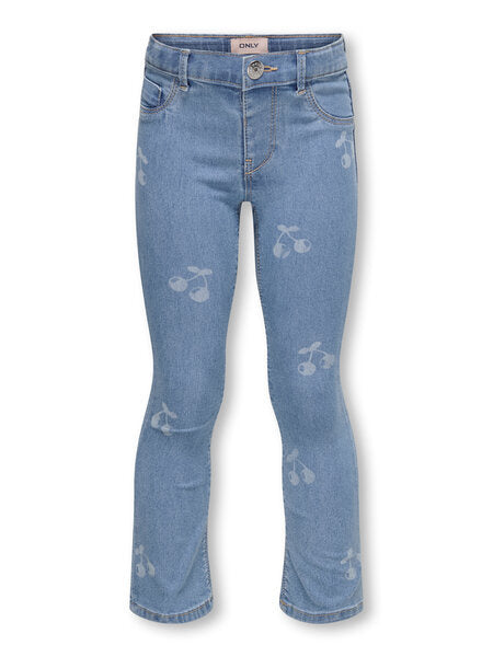 Mini Jeans MILA - IRIS Hellblauer Denim CHERRY LAZER PRINT Skinny Fit