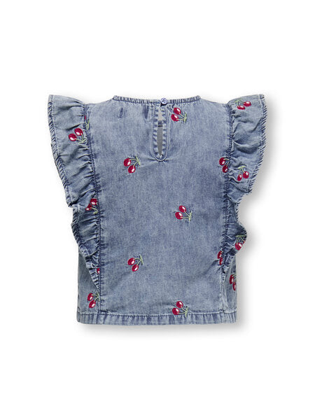 Mini Top DANDY Medium Blue Denim KIRSCHENSTICKEREI Relaxed Fit