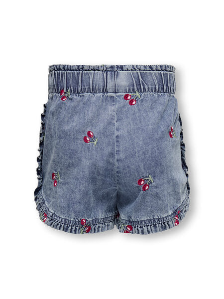 Mini-Shorts DANDY CHERRY Medium Blue Denim CHERRY STICKEREI Komfortabler Schnitt
