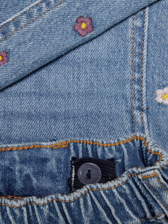 Mini spijkerbroek MILLA Light Blue Denim FLOWER EMBROIDERY Wide Leg Fit