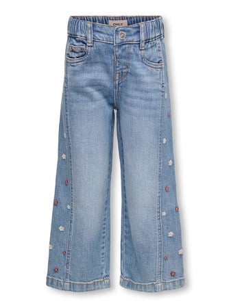 Mini spijkerbroek MILLA Light Blue Denim FLOWER EMBROIDERY Wide Leg Fit
