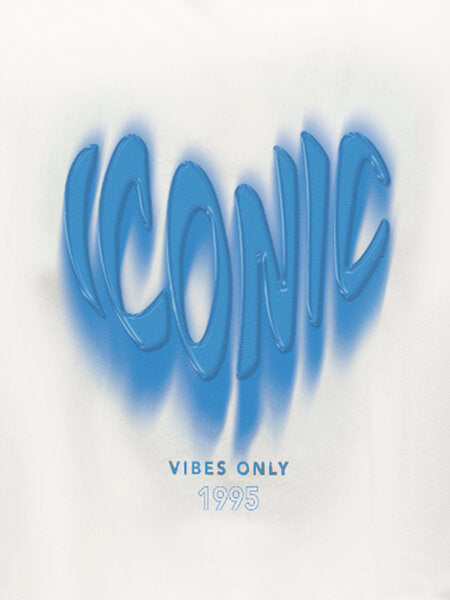 Kids T - shirt DAPHNE Cloud Dancer Azure BLue Oversize Cropped Fit