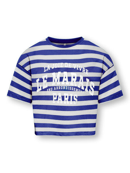 Kinder T-Shirt OLIVIA Mazarine Blau Cloud Dancer/Le Marais Weiß Lockerer Schnitt