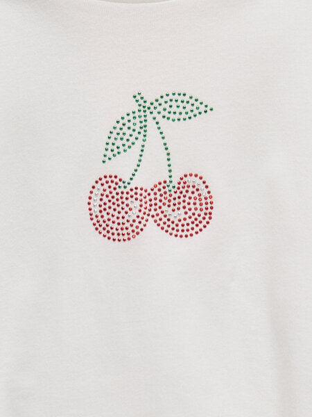 Mini top KIRA Cloud Dancer Cherry Regular Fit