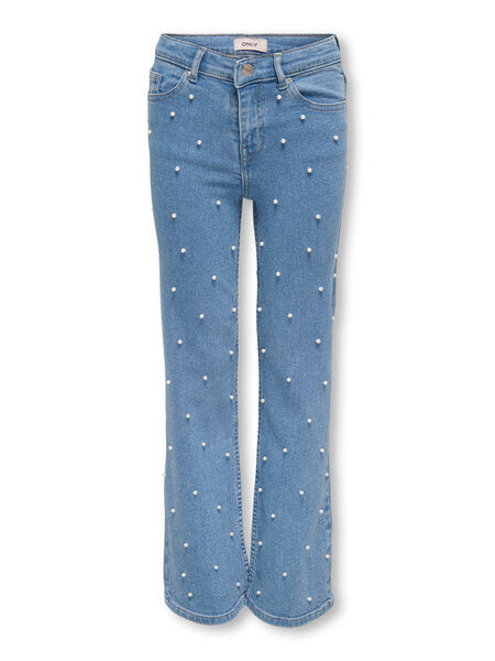 Kinderjeans JUICY Hellblau Denim PEARLS Weit geschnittene Passform